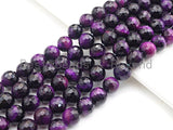 High Quality Natural Faceted Tiger Eye Round Beads, 6mm/8mm/10mm/12mm Round Beads, Puple Tiger Eye Beads, 15inch Full strand, SKU#UA36