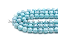 Mystic Plated Ice Blue Jade Round Faceted Beads, SKU#U435