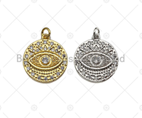 Gold Silver CZ Evil Eye Charm, Sku#L415