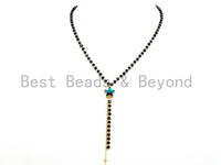 Black Beaded Star choker with Y-Drop, sku#P5