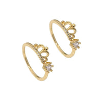 Gold CZ Crown Adjustable Ring, Sku#LK798