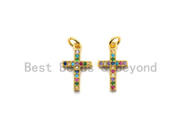 CZ Colorful Micro Pave Cross Pendant, Cross Shaped Pave Pend