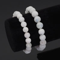 Genuine Moonstone Round Smooth Stretchy Bracelet, Sku#EF408