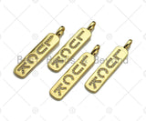 CZ Micro Pave Gold Bar LUCK Pendant, Cubic Zirconia Gold Strip Pendant, Micro pave Luck pendant, 9x43mm, sku#LK137