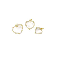 CZ Gold White Pearl Heart Charm, Sku#LX399