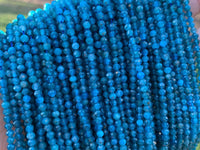 Quanity Genuine Blue Apatite Faceted Round Beads, 2mm/3mm Natural Small Beads, 15.5'' Full Strand, SKU#U1219