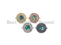 CZ Micro Pave Abalone Connector,21x26mm, sku#Z939