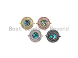 CZ Micro Pave Abalone Connector,21x26mm, sku#Z939