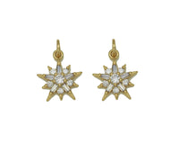 Baguette CZ Dainty Star Charm, Sku#Y711