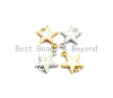 100% Natural White Pearl Shell Star Connector, Gold/Silver Plated Shell Beads, Natural Shell Charm 11x13mm,SKU#Z296