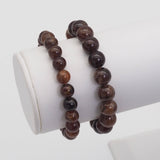 Brown Garnet Round Smooth Stretchy Bracelet, Sku#EF451