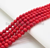 Smooth Round Red Coral beads, Sku#U281