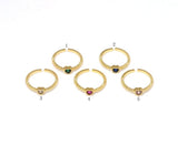 Gold Colorful CZ Heart Adjustable Ring, Sku#JL177