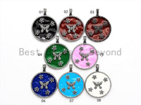 35mm LARGE Enamel Colorful Round With Flower Butterfly Penda