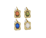 Gold Colorful Oval Crystal On Rectangle Charm, Sku#Y707