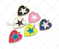 Enamel Colorful Star On Heart Shape Pendant, Enamel Jewelry,Sku#L486