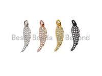 CZ Micro Pave Angel Wing Pendant/Charm, Cubic Zirconia Pendant Charm, 6x23mm,sku#X115