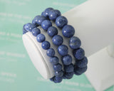 Natural Round Smooth Blue Sponge Coral Stretchy Bracelet, Sku#EF139