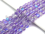 Matte Purple Spectrolite Aura Quartz Matte, Purple Blue Crystal Round 6mm/8mm/10mm/12mm beads, Manmade Moonstone, 15.5inch strand, SKU#U520