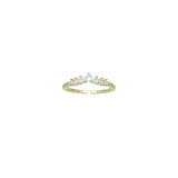 Gold Clear CZ Thin Point Line Adjustable Ring, Sku#LD598