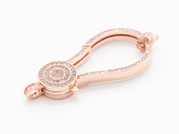 CZ Clear Micro Pave Jumbo Lobster Claw Clasp, Mega Jumping Ring Clasp Charm, Gold Rose Gold Black, 56x23mm,sku#H40