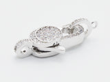 CZ Clear Micro Pave Round Lobster Claw Clasp, Cubic Zirconia Clasp/Link Connector, 28x10mm, sku#H47