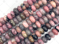 2mm Large Hole Natural Rhodochrosite Beads, 6x10mm Rondelle Smooth Rhodochrosite, Big Hole beads, 8" Long Strands, Sku#U1231