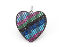 CZ Micro Pave Mixed Color Rainbow Heart Shape Disc Pendant, Cubic Zirconia Pendant, Sku#F50C