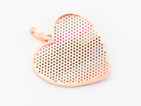 CZ Micro Pave Mixed Color Rainbow Heart Shape Disc Pendant, Cubic Zirconia Pendant, Sku#F50C