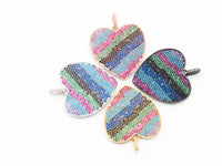 CZ Micro Pave Mixed Color Rainbow Heart Shape Disc Pendant, Cubic Zirconia Pendant, Sku#F50C