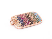 CZ Micro Pave Mixed Color Rectangular Pendant, Cubic Zirconia Pendant/Charm, 28x17mm,Sku#F51