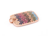 CZ Micro Pave Mixed Color Rectangular Pendant, Cubic Zirconia Pendant/Charm, 28x17mm,Sku#F51
