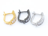 1Pair/3Pairs CZ Micro Pave Latch Back Earring, Lever back Earring, Gold, Silver black, Huggie Ear wire,sku#J10