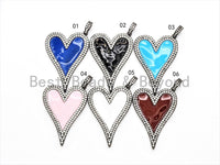 Pave CZ Enamel Heart Pendant, sku#F566