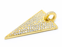 CZ Micro Pave Triangular Pendant with Diamond Bail, Triangle Cubic Zirconia Pendant,18x34mm, 1pc, sku#F110