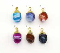 Gold Colorful Banded Agate Pendant, Sku#LY01