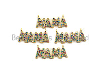 Colorful Cz Micro Pave MAMA Letter Connector/Link, Cz Pave Bracelet Necklace Connector in Gold Finish,12x28mm,sku#M276