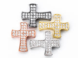 CZ Micro Pave Cross Link Connector, Cubic Zirconia Spacer Beads, 23x19mm, sku# E129