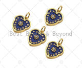 Gold Filled Cobalt Enamel Heart Shape Pendant,CZ Micro Pave 18K Gold Filled Enamel Charm, Enamel Jewelry, 13x14mm, Sku#Z1335