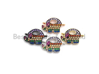 Rainbow CZ Micro Pave Elephant Connector for Bracelet/Necklace, Elephant Connector, 11x17mm,sku#E445