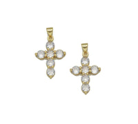 Crystal Gold Cross Charm, Sku#LX144