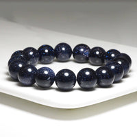 Blue Goldstone Round Smooth Stretchy Bracelet, Sku#EF299