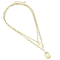 Lucky Tag Love Coin Dainty Chain Layering Necklace set