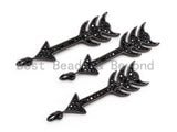 Black CZ Pave On Black Micro Pave Cupid Arrow Charm, Cupid Arrow Beads, Men's Jewelry Findings, Pave Arrow Charm Pendant 8x31mm, sku#F385