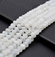 High Quality Natural Moonstone Rondelle Faceted beads,2x4/4x6/5x8mm Sparkly White Gemstone Beads, White Moonstone, 16inch strand, SKU#U375