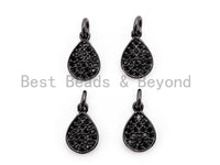 Black CZ Pave On Black Micro Pave Teardrop Charm Beads,8x12mm, sku#F392