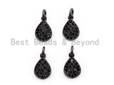 Black CZ Pave On Black Micro Pave Teardrop Charm Beads,8x12mm, sku#F392