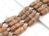 NEW STYLE Natural Tibetan Agate,Focal Beads, Barrrel Shape 14x40mm, 14" Full Strand, Natural Agate, DZI AgateSku#U971