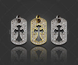 CZ Micro Pave Hollow Out Cross On Rectangle Shape Pendant/Charm,Dainty Medallion Charm, Necklace Bracelet Charm Pendant,10x17mm, Sku#L514