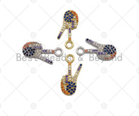 Colorful CZ Micro Pave Peace Hand Charm, Victory Sign Shape charm, Peace Hand Symbol Charm, Hand Sign Charm, 10x21mm, sku#B125